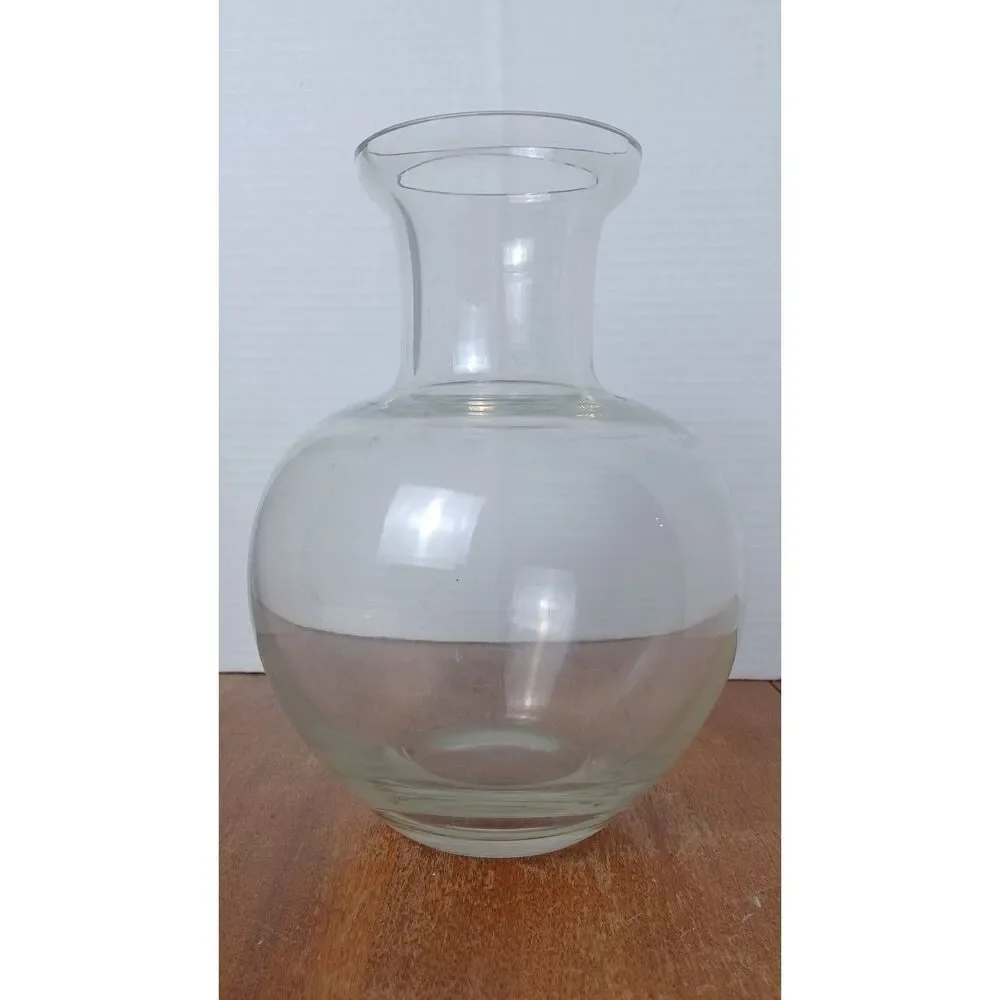 Contemporary Art Glass 8.5" Hand Blown Thick Clear Glass Vintage Vase - Picture 1 of 10
